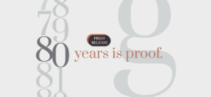 Banner graphic celebrating 80 years of success, featuring a large gray number '80' on a light gray background. The 'g³' logo, the orange text 'years in proof.' The design conveys Eighty years is not a milestone It’s proof. Press Release