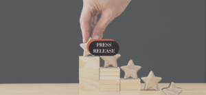 press release graphic with background image that includes rising blocks of stars